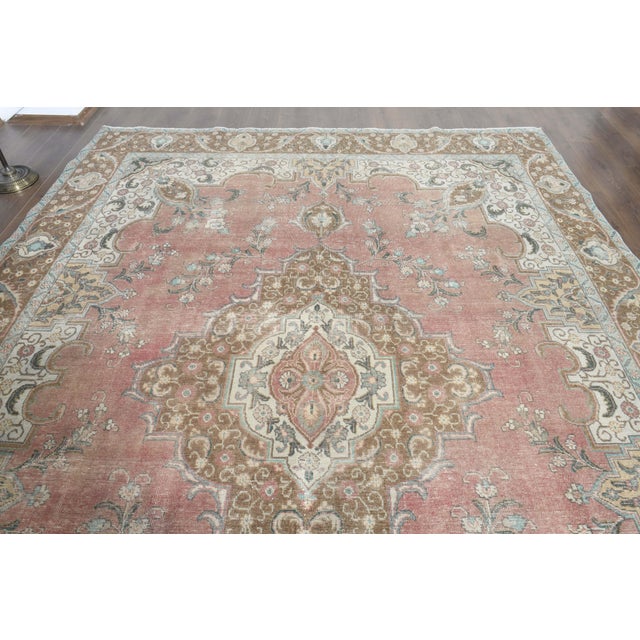 Pink 1970s Vintage Persian Handmade Wool Cotton Pink Area Rug For Sale - Image 8 of 11