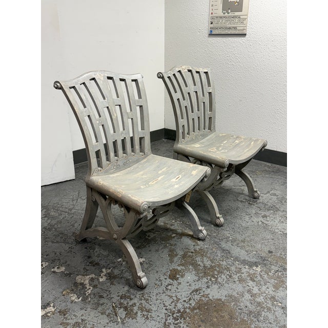 Traditional Regency Reproduction Curule Side Chairs, Pair For Sale - Image 3 of 12