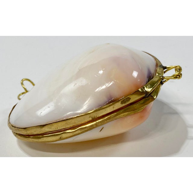 Late 20th Century Vintage Pearlized Clam Shell Trinket Box For Sale - Image 5 of 6