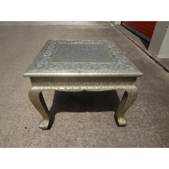 Vintage Anglo-Indian Silver Metal Clad Table For Sale - Image 4 of 8