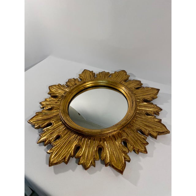 Vintage French Style Giltwood Sunburst Wall Mirror For Sale - Image 4 of 15