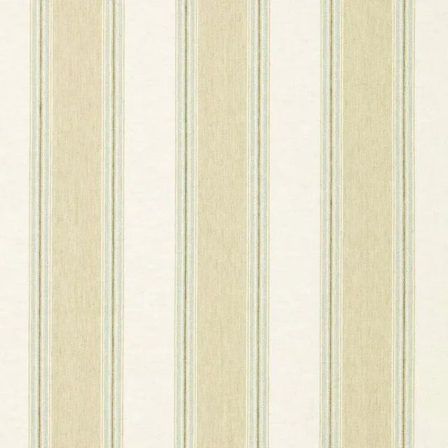 Schumacher Savannah Linen Stripe Fabric in Sesame For Sale