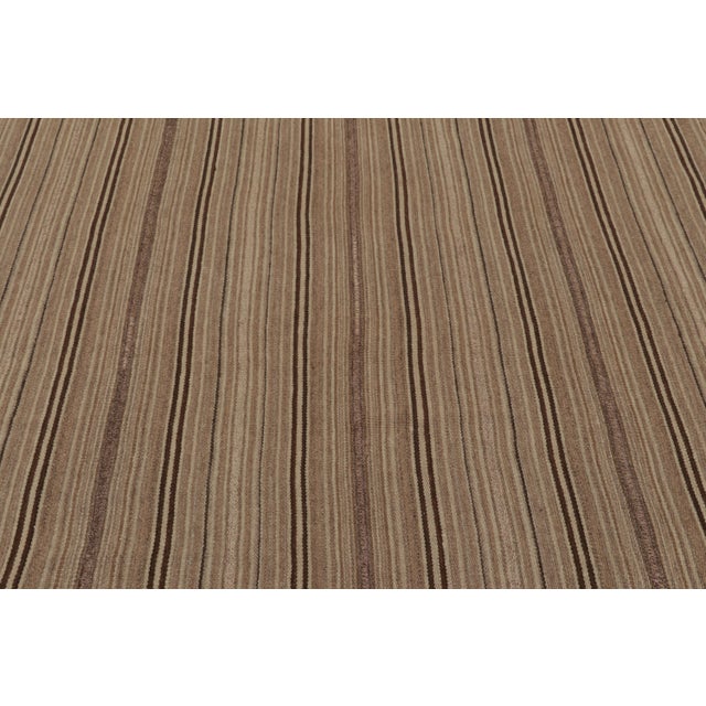 1950s Vintage Bidjar Persian Kilim, Tribal Rug in Brown Stripes For Sale - Image 5 of 8