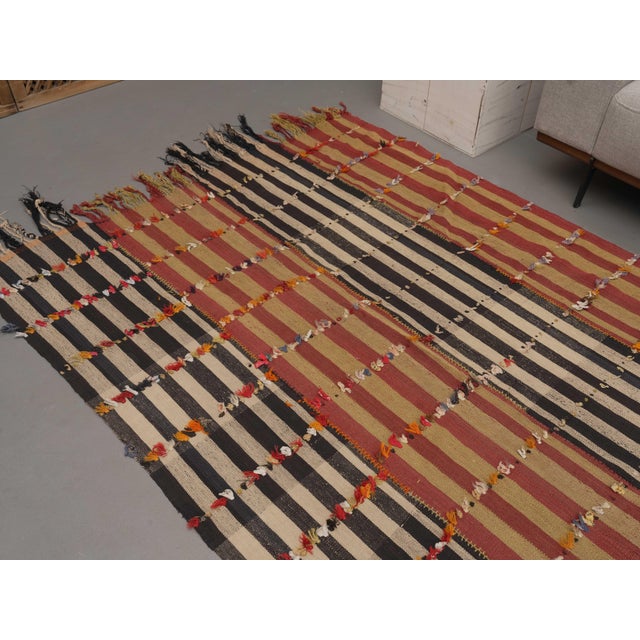 Turkish 1970s Vintage Handmade Wool Cotton Orange Kilim Wide Runenr Rug For Sale - Image 3 of 11
