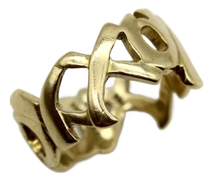 1980s 18k Gold Tiffany & Co. Paloma Picasso Graffiti Kiss Ring, Size 4.5