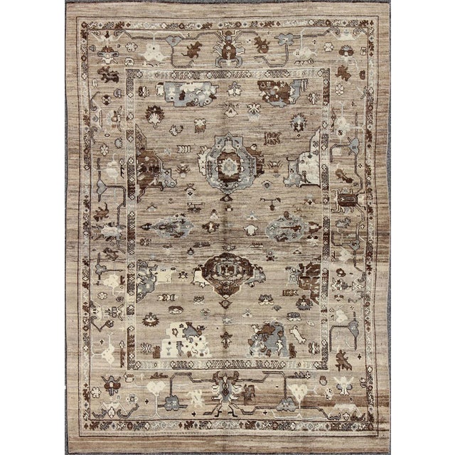 Turkish Oushak Rug in Natural Wool Color by Keivan Woven Arts 8'11 X 11'10 For Sale - Image 13 of 13