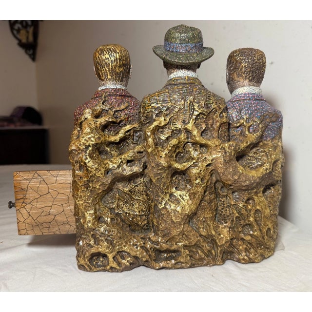 Original Richard Cleaver Wood Ceramic Oil Paint Men With Horse Sculpture Statue For Sale In New York - Image 6 of 18