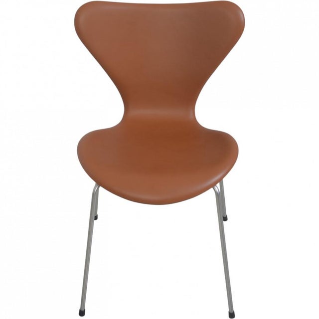 Brown Seven Chairs in Walnut and Leather by Arne Jacobsen, 1970s, Set of 6 For Sale - Image 8 of 18