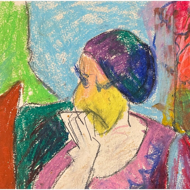 1968 pastel drawing of a female on paper by artist Katherine Yares. Signed lower right. Combined shipping available,...