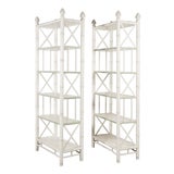 Baker Furniture Vintage Faux Bamboo Étagères Bookcases Palm Beach Style - A Pair For Sale