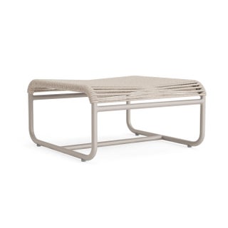 Brown Jordan Walter Lamb Aluminum Ottoman, Dove frame with Pebble fabric For Sale