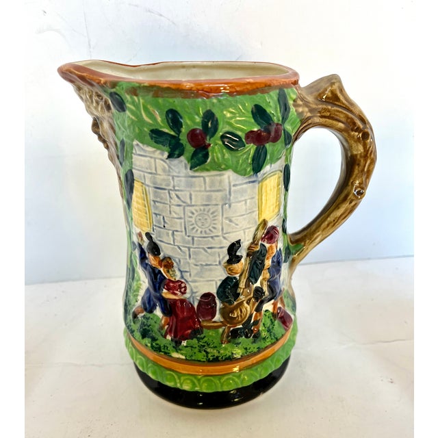 Mid 20th Century Vintage Japanese Majolica Pitcher With 4 Mugs For Sale - Image 5 of 10