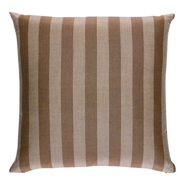 Schumacher Hanson I/O Stripe 20" Pillow In Flax For Sale