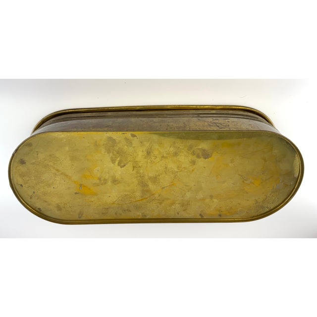 Vintage Mid Century Large Oval Brass Jardinière Trough Planter For Sale - Image 11 of 11