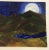 Original oil painting of Eagle Peak among mountains and the full moon. Gorgeous colors of rich Cobalt blue, warm greens...