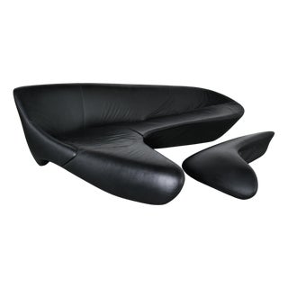 Moon System Black Leather Sofa by Zaha Hadid for B&B Italia, 2007 For Sale
