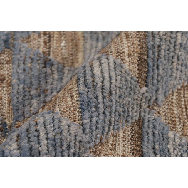 Textile Rug & Kilim’s Moroccan Style Rug in Blue with Brown Geometric Patterns - 14x20 For Sale - Image 7 of 7