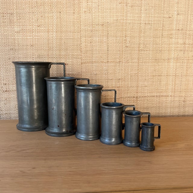 Antique French Pewter Dry Measuring Cups- Set of 6 For Sale - Image 11 of 11