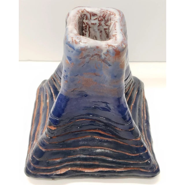 Circa 1970 Mid Century Modern Art Pottery Fat Lava Glazed Clay Pinched