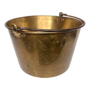 Late 1800s Brass Pot/Cauldron/Planter With Hand Forged Iron Handle