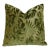Green Botanical Leaves Velvet Feather/Down Pillow 18" Square For Sale