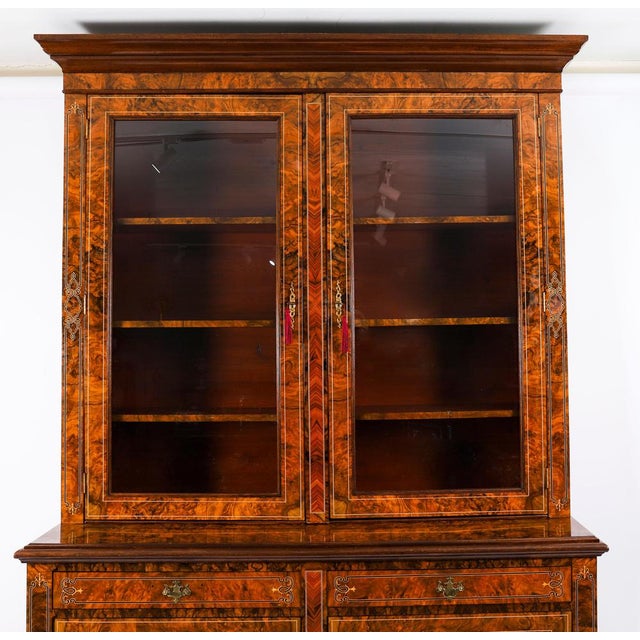 Antique Victorian Burr Walnut and Inlaid Bookcase, 1800s For Sale - Image 3 of 18