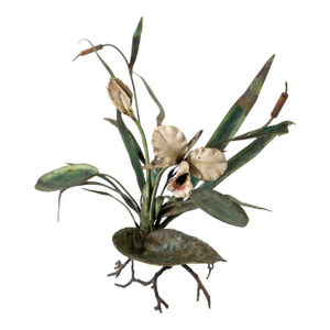 19th Century Austrian or French Cold Painted Tole Floral Centerpiece