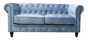 Chester Premium Two-Seater Sofa in Dusky Blue Velvet by Europa Antiques