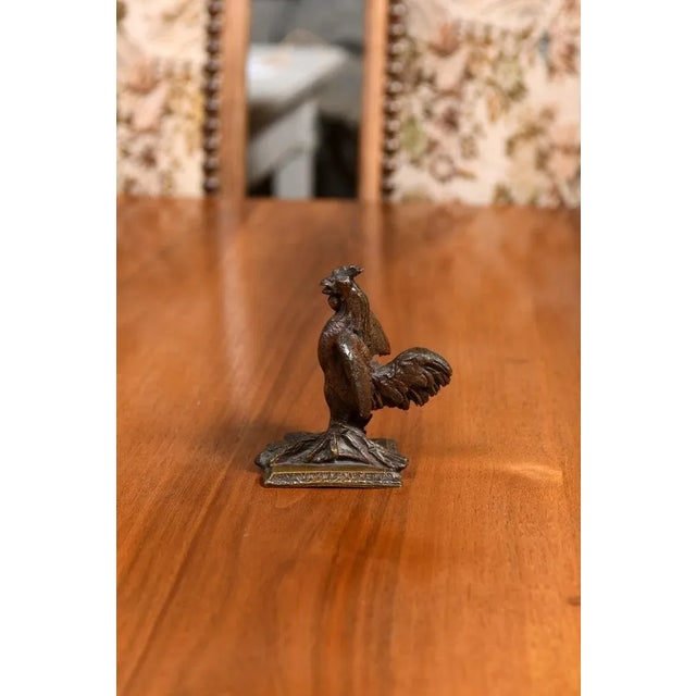 Bronze 19th Century French Cast Bronze Rooster Sculpture with Wings Extended Backwards For Sale - Image 8 of 12