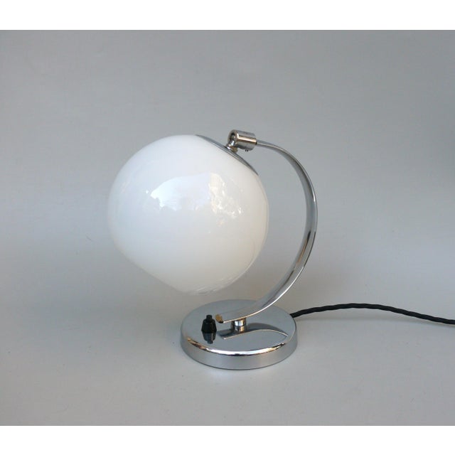 Vintage Art Deco Bedside Lamp with White Overlaid Glass Shade, Austria, 1930s For Sale - Image 4 of 18
