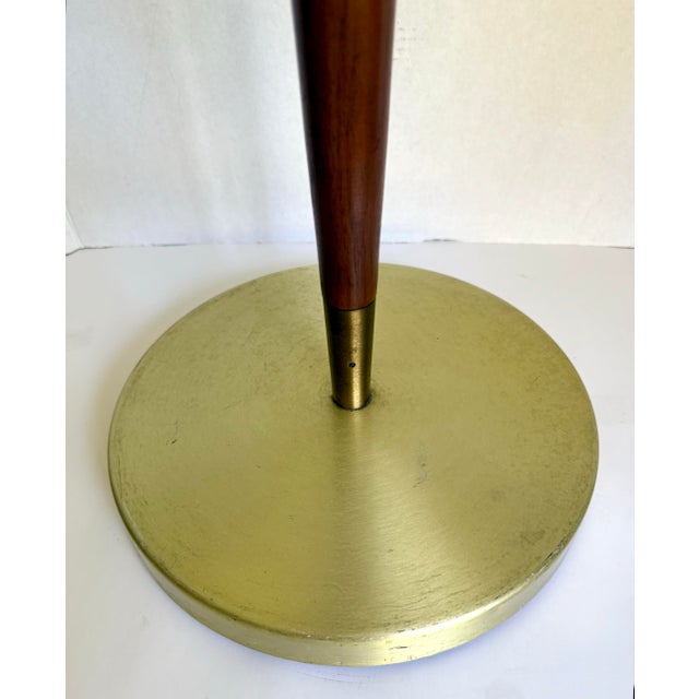 Wood Mid-Century Modern Walnut, Brushed Gold & Cast Iron Smoking Stand Pedestal Table For Sale - Image 7 of 13