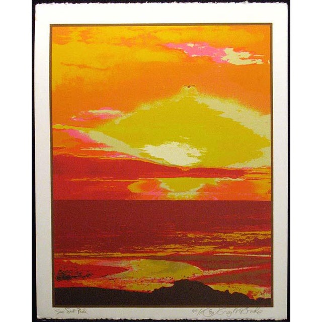 Impressionistic unframed seascape serigraph/silk screen art print on paper by American artist Greg McBride. Hand signed,...