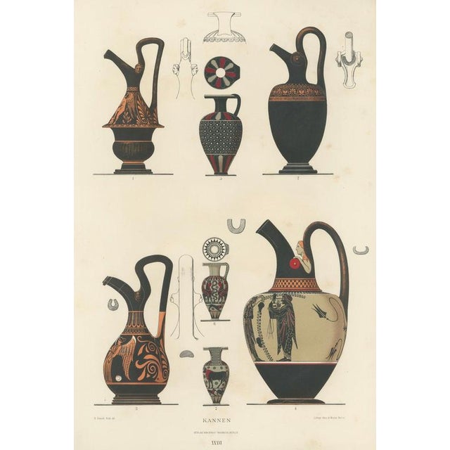 Albert Genick, Greek Jugs with Classical & Winged Figures, 1883, Lithograph For Sale - Image 3 of 12