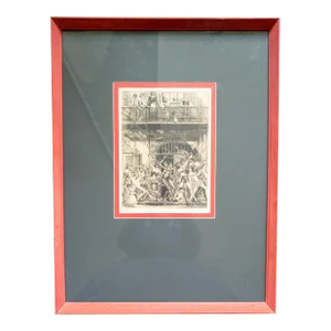 Mid-Century Etching of Mardi Gras on Canal Street by Morris Henry Hobbs