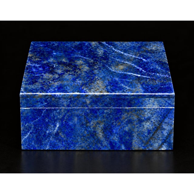 Late 20th Century Lapis Lazuli Box Single Panel Whole Slab Top Italian Made No Dyes or Fillers For Sale - Image 5 of 13