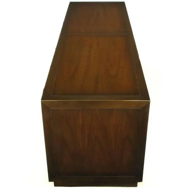 Dark Walnut & Grasscloth Low Cabinet After Harvey Probber For Sale - Image 4 of 9