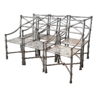 Vintage Target Back Wrought Iron Dining Chairs - Set of 6 For Sale