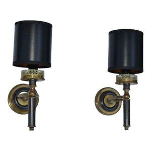 Maison Lunel French Art Deco Two Patina Brass and Gun Metal Wall Sconces, Pair