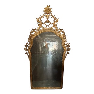 Large 18th Century Louis XV Mirror in Gilded Wood with Mercurized Mirror For Sale