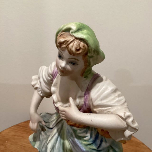 Ceramic Early 20th Century Italian Hand Painted Pheasant Woman Large Porcelain Sculpture/ Figurine For Sale - Image 7 of 13