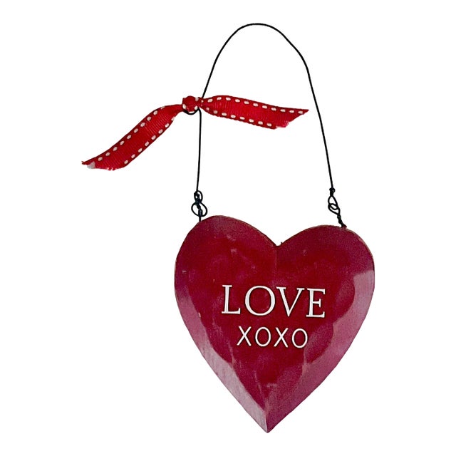 1980s Vintage Boho Chic Arts & Crafts Valentine “Love X O X O” Door Knob Hanger. For Sale