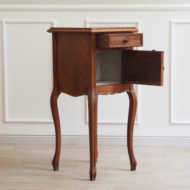 Antique Louis XV Bedside Table with Marble Top, 1900s For Sale - Image 6 of 11