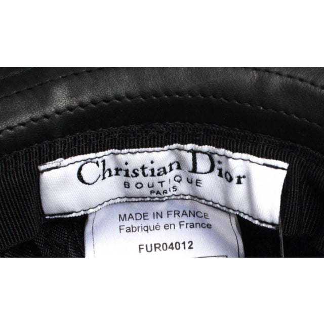 Christian Dior 1980s Christian Dior VTG Black Astrakhan Fur & Leather Trim Fedora Hat For Sale - Image 4 of 9
