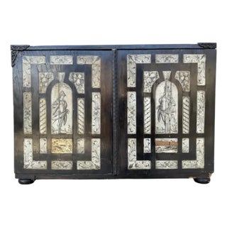 17th Century Italian Ebonized Inlaid Milanese Table Cabinet For Sale