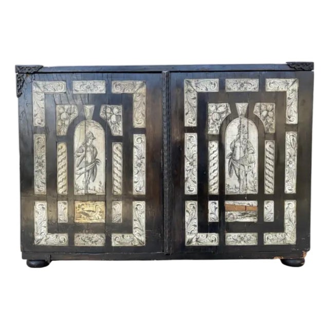 17th Century Italian Ebonized Inlaid Milanese Table Cabinet For Sale