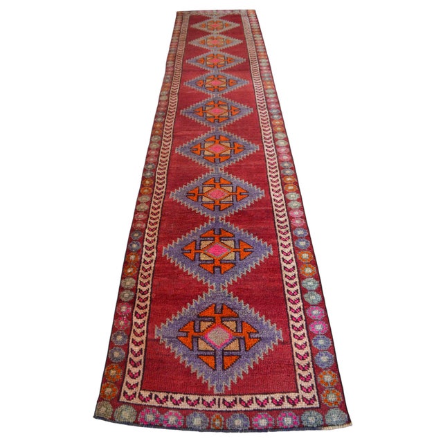 1970s Vintage Hand Knotted Runner Rug - 2′10″ × 13′5″ For Sale - Image 6 of 12