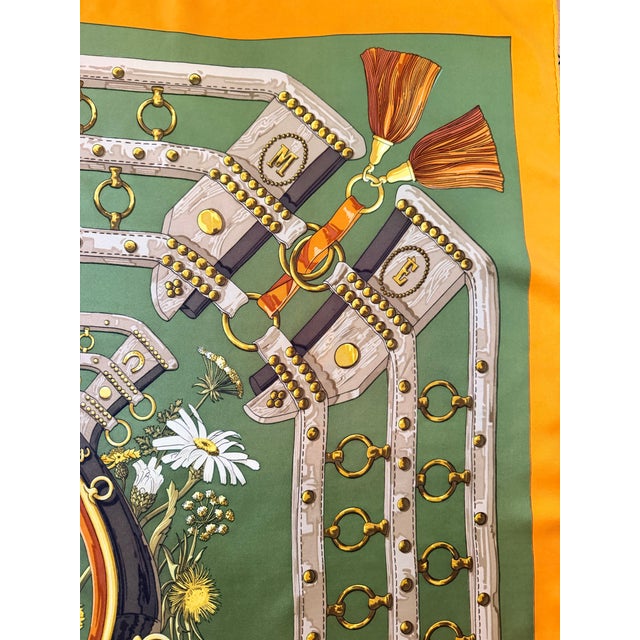 Burnt Orange Hermès Aux Champs 1990 Silk Scarf Designed by Cathy Latham For Sale - Image 8 of 12