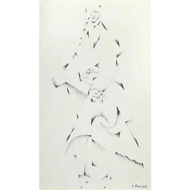 Robert Luis Nicoidski, Figure, Original China Ink Drawing, Late 20th-Century For Sale