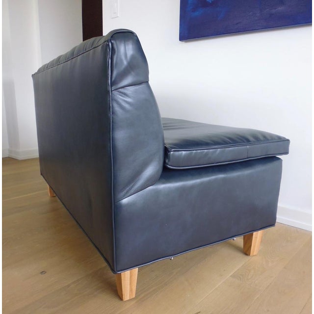 Modern Navy Faux Leather Tufted Custom Banquette Chairish