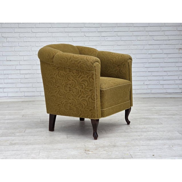 1950s Vintage Danish Relax Chair in Light Green Furniture Wool, 1950s For Sale - Image 5 of 18